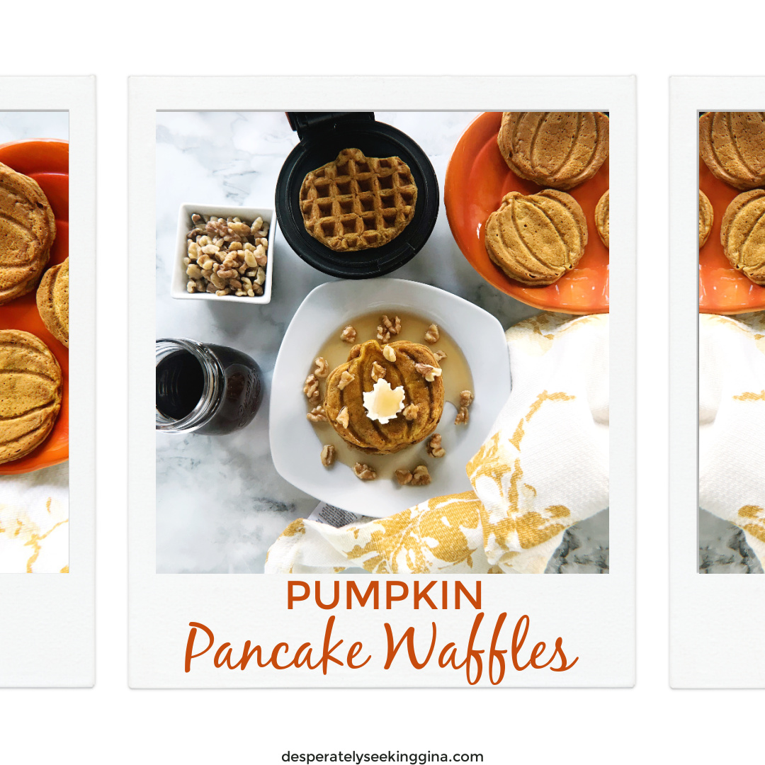 Pumpkin Shaped Mini Pancake Waffles - Desperately Seeking Gina